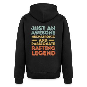 Mechatronics Rafting retro - Unisex Premium Organic Zip Hoodie - black - Back - Nico (187cm)