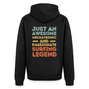 Mechatronics surfing retro - Unisex Premium Organic Zip Hoodie - black - Back - Nico (187cm)