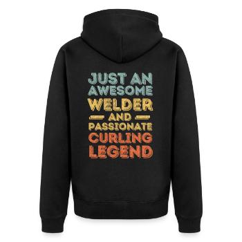 Welder Curling retro - Unisex Premium Organic Zip Hoodie - black - Back - Nico (187cm)