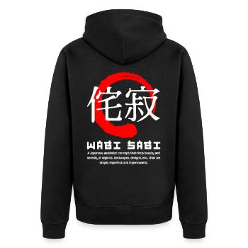 Wabi sabi meaning Japanese kanji words character - Unisex Premium Organic Zip Hoodie - black - Back - Nico (187cm)