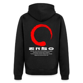 Enso meaning Japanese kanji words character - Unisex Premium Organic Zip Hoodie - black - Back - Nico (187cm)