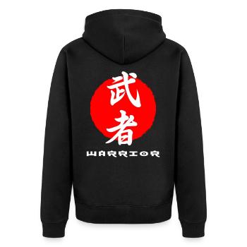 Warrior Japan quote Japanese kanji words - Unisex Premium Organic Zip Hoodie - black - Back - Nico (187cm)