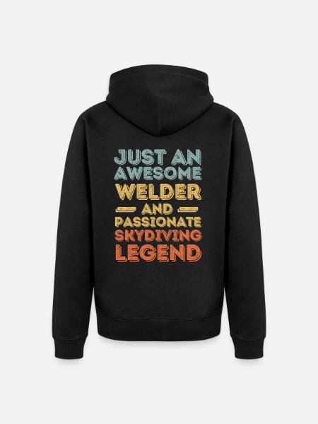 Welder skydiving retro - Unisex Premium Organic Zip Hoodie - black