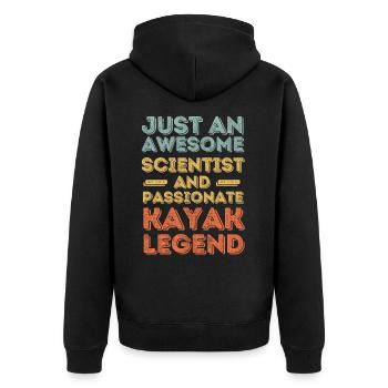Scientist Kayak retro - Unisex Premium Organic Zip Hoodie - black - Back - Nico (187cm)