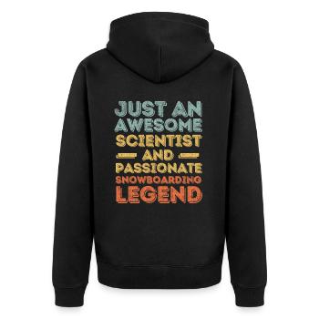 Wissenschaftler Snowboarden retro - Unisex Premium Bio Zip Hoodie - Schwarz - Hinten - Nico (187cm)