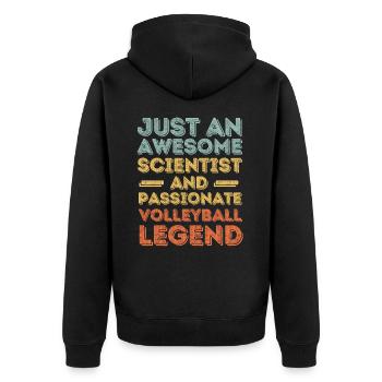 Wissenschaftler Volleyball retro - Unisex Premium Bio Zip Hoodie - Schwarz - Hinten - Nico (187cm)