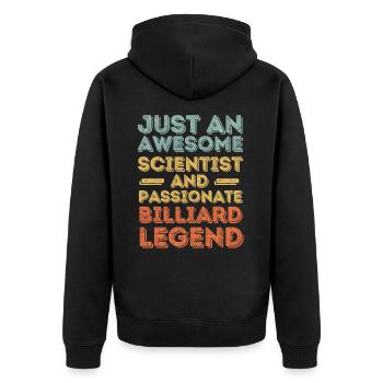 Wissenschaftler Billard retro - Unisex Premium Bio Zip Hoodie - Schwarz - Hinten - Nico (187cm)