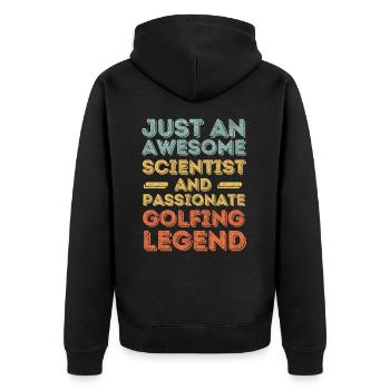 Wissenschaftler Golf retro - Unisex Premium Bio Zip Hoodie - Schwarz - Hinten - Nico (187cm)