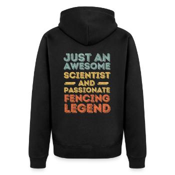 Wissenschaftler Fechten retro - Unisex Premium Bio Zip Hoodie - Schwarz - Hinten - Nico (187cm)