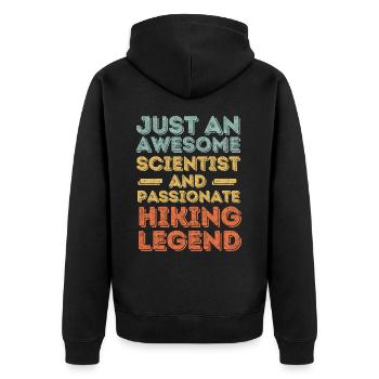Wissenschaftler Wandern retro - Unisex Premium Bio Zip Hoodie - Schwarz - Hinten - Nico (187cm)