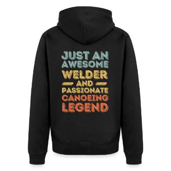Welder Canoeing retro - Unisex Premium Organic Zip Hoodie - black - Back - Nico (187cm)
