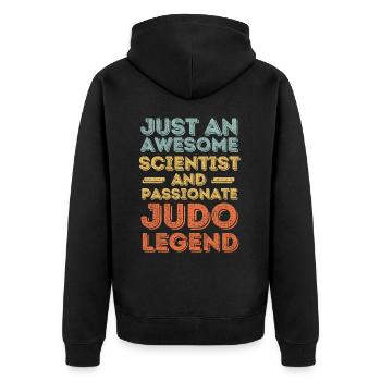 Scientist Judo retro - Unisex Premium Organic Zip Hoodie - black - Back - Nico (187cm)