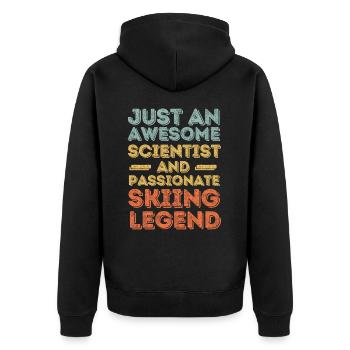 Wissenschaftler Ski fahren retro - Unisex Premium Bio Zip Hoodie - Schwarz - Hinten - Nico (187cm)