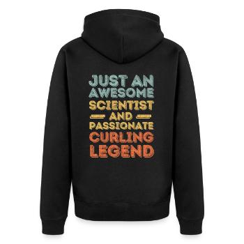 Scientist Curling retro - Unisex Premium Organic Zip Hoodie - black - Back - Nico (187cm)