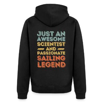 Wissenschaftler Segeln retro - Unisex Premium Bio Zip Hoodie - Schwarz - Hinten - Nico (187cm)