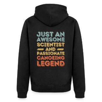 Wissenschaftler Kanu retro - Unisex Premium Bio Zip Hoodie - Schwarz - Hinten - Nico (187cm)