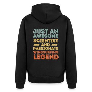 Wissenschaftler Windsurfen retro - Unisex Premium Bio Zip Hoodie - Schwarz - Hinten - Nico (187cm)