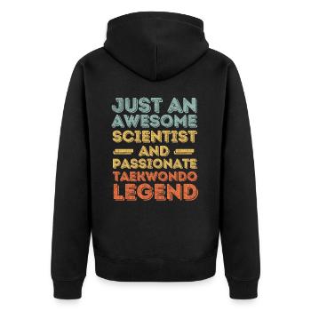 Wissenschaftler Taekwondo retro - Unisex Premium Bio Zip Hoodie - Schwarz - Hinten - Nico (187cm)