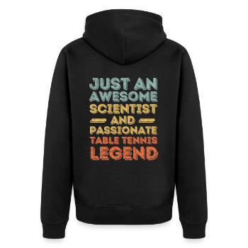 Wissenschaftler Tischtennis retro - Unisex Premium Bio Zip Hoodie - Schwarz - Hinten - Nico (187cm)