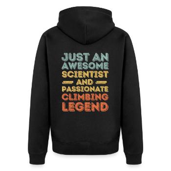 Wissenschaftler Klettern retro - Unisex Premium Bio Zip Hoodie - Schwarz - Hinten - Nico (187cm)