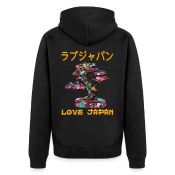Bonsaï Japonais Zen Jardin Symbole Kanji Amour - Veste à capuche bio Premium Unisexe - noir - Dos - Nico (187cm)
