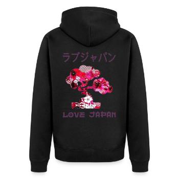 Bonsai Baum Japanischer Zen-Garten Symbol Kanji Liebe - Unisex Premium Bio Zip Hoodie - Schwarz - Hinten - Nico (187cm)