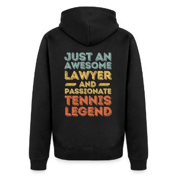 Lawyer Tennis retro - Unisex Premium Organic Zip Hoodie - black - Back - Nico (187cm)