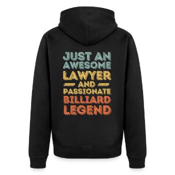 Anwalt Billard retro - Unisex Premium Bio Zip Hoodie - Schwarz - Hinten - Nico (187cm)