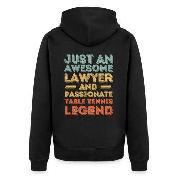 Anwalt Tischtennis retro - Unisex Premium Bio Zip Hoodie - Schwarz - Hinten - Nico (187cm)