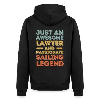 Anwalt Segeln retro - Unisex Premium Bio Zip Hoodie - Schwarz - Hinten - Nico (187cm)