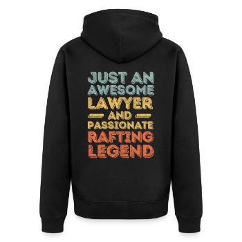 Lawyer rafting retro - Unisex Premium Organic Zip Hoodie - black - Back - Nico (187cm)