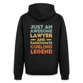 Lawyer Curling retro - Unisex Premium Organic Zip Hoodie - black - Back - Nico (187cm)
