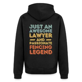 Anwalt Fechten retro - Unisex Premium Bio Zip Hoodie - Schwarz - Hinten - Nico (187cm)