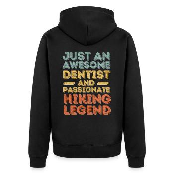 Zahnarzt Wandern retro - Unisex Premium Bio Zip Hoodie - Schwarz - Hinten - Nico (187cm)
