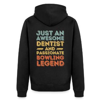Zahnarzt Bowling retro - Unisex Premium Bio Zip Hoodie - Schwarz - Hinten - Nico (187cm)