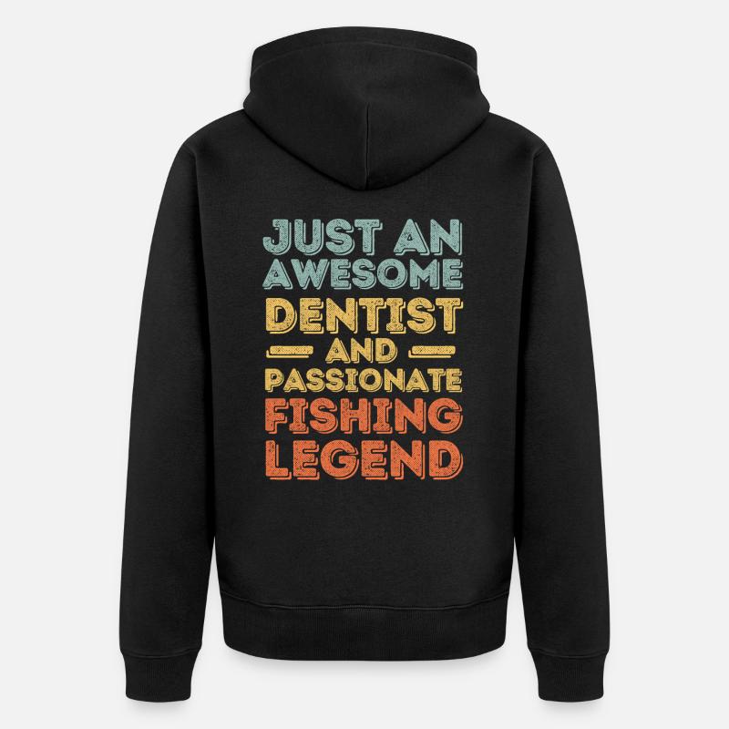 Dentiste pêche rétro - Veste à capuche bio Premium Unisexe - noir