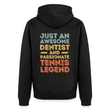 Dentist tennis retro - Unisex Premium Organic Zip Hoodie - black - Back - Nico (187cm)