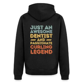 Dentist Curling retro - Unisex Premium Organic Zip Hoodie - black - Back - Nico (187cm)