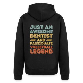 Zahnarzt Volleyball retro - Unisex Premium Bio Zip Hoodie - Schwarz - Hinten - Nico (187cm)
