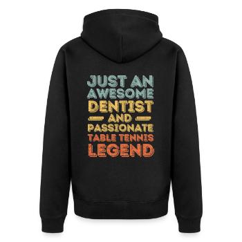 Zahnarzt Tischtennis retro - Unisex Premium Bio Zip Hoodie - Schwarz - Hinten - Nico (187cm)