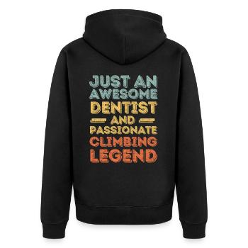 Zahnarzt Klettern retro - Unisex Premium Bio Zip Hoodie - Schwarz - Hinten - Nico (187cm)