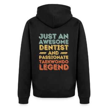 Zahnarzt Taekwondo retro - Unisex Premium Bio Zip Hoodie - Schwarz - Hinten - Nico (187cm)