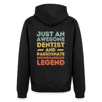 Zahnarzt Snowboarden retro - Unisex Premium Bio Zip Hoodie - Schwarz - Hinten - Nico (187cm)