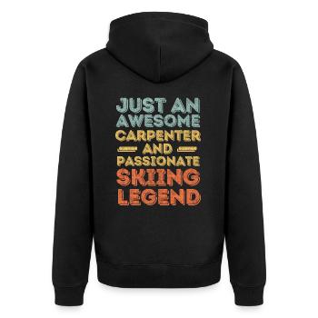 Zimmermann Ski retro - Unisex Premium Bio Zip Hoodie - Schwarz - Hinten - Nico (187cm)