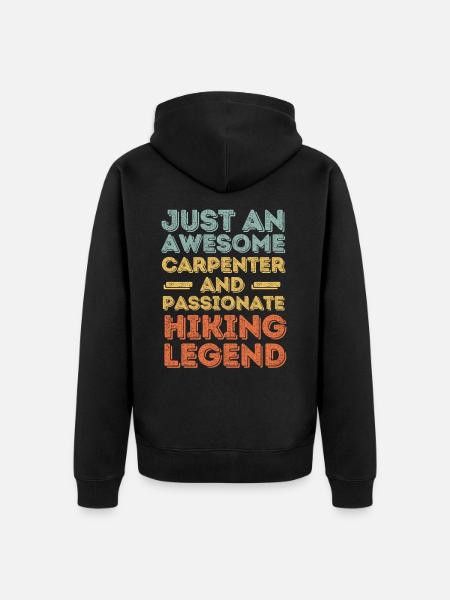 Zimmermann Wandern retro - Unisex Premium Bio Zip Hoodie - Schwarz