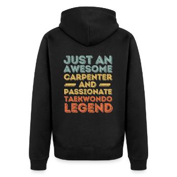 Zimmermann Taekwondo retro - Unisex Premium Bio Zip Hoodie - Schwarz - Hinten - Nico (187cm)