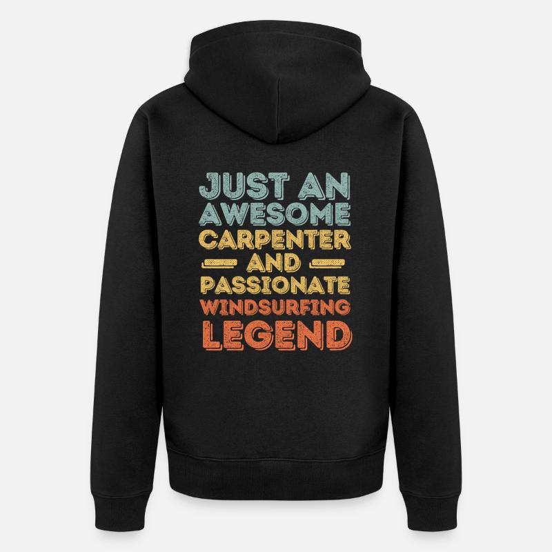Zimmermann Windsurfen retro - Unisex Premium Bio Zip Hoodie - Schwarz