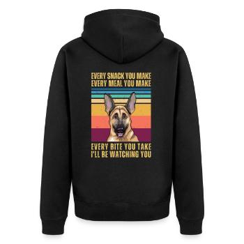 Watching German Shepherd - Unisex Premium Organic Zip Hoodie - black - Back - Nico (187cm)