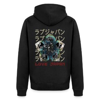 Emblem Japanese Symbol Crest Word Kanji Love - Unisex Premium Organic Zip Hoodie - black - Back - Nico (187cm)