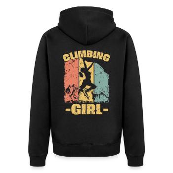 Frauen Klettern retro - Unisex Premium Bio Zip Hoodie - Schwarz - Hinten - Nico (187cm)